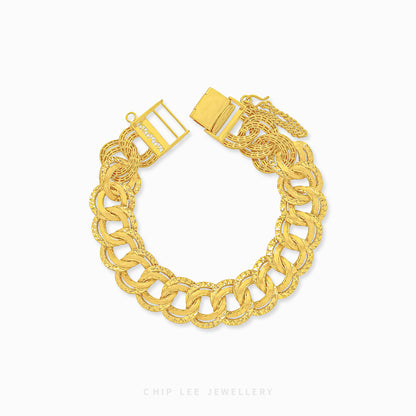 Chunky Link Chain Bracelet by Chip Lee Jewellery Singapore – bold 22K/916 gold link chain, certified purity, luxury design.