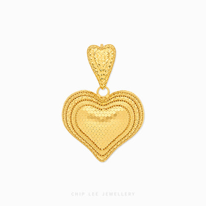 Chunky Textured Heart Pendant Necklace featuring a bold heart-shaped pendant with a detailed textured finish