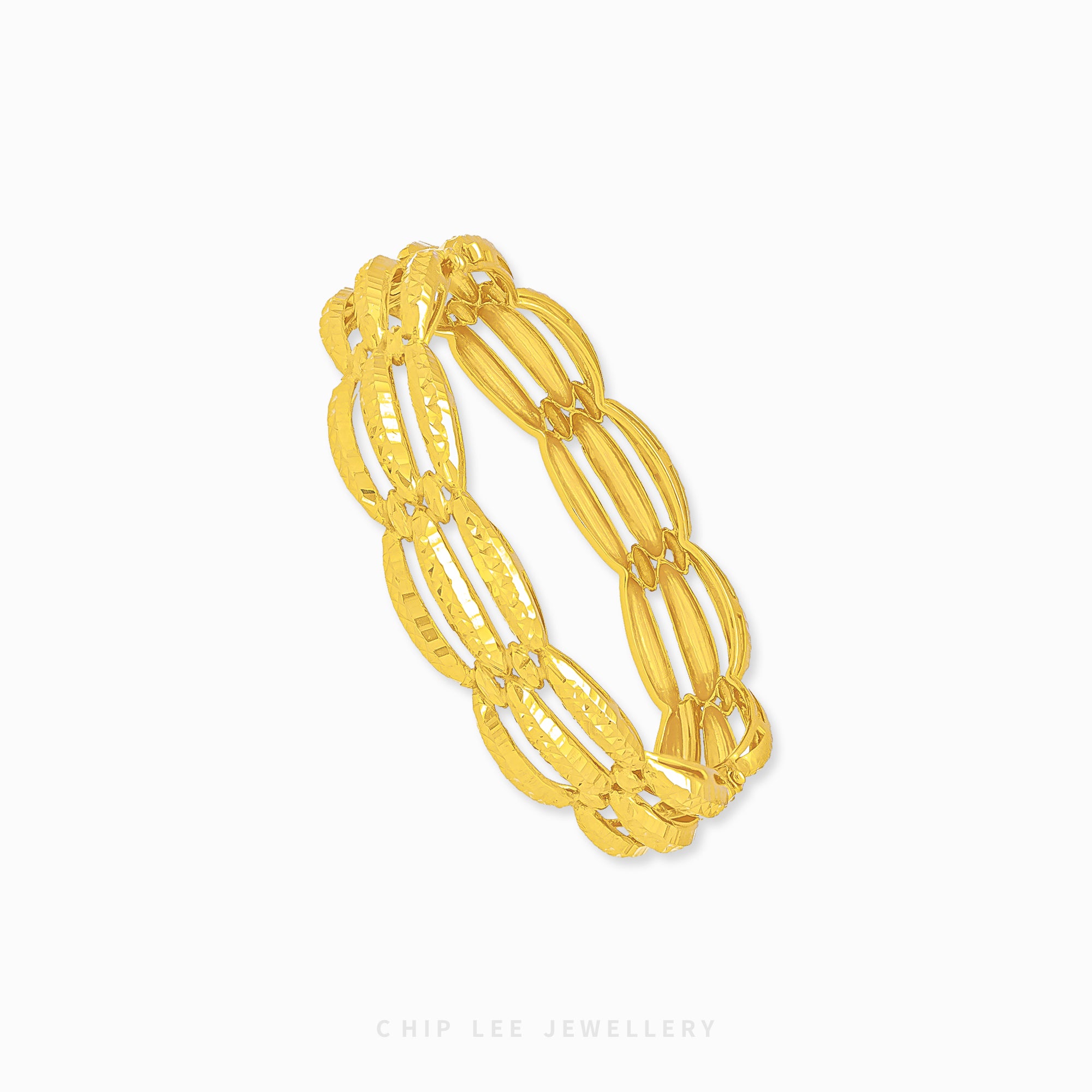 Chunky Trinity Bangle – 916/22K Gold Unity Design Singapore