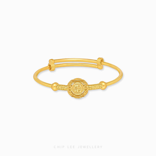 Circle Brilliance (聪明伶俐) Chong Ming Ling Li Baby Bangle by Chip Lee Jewellery, 916 gold, circular design, symbolizing intelligence and good fortune for newborns.