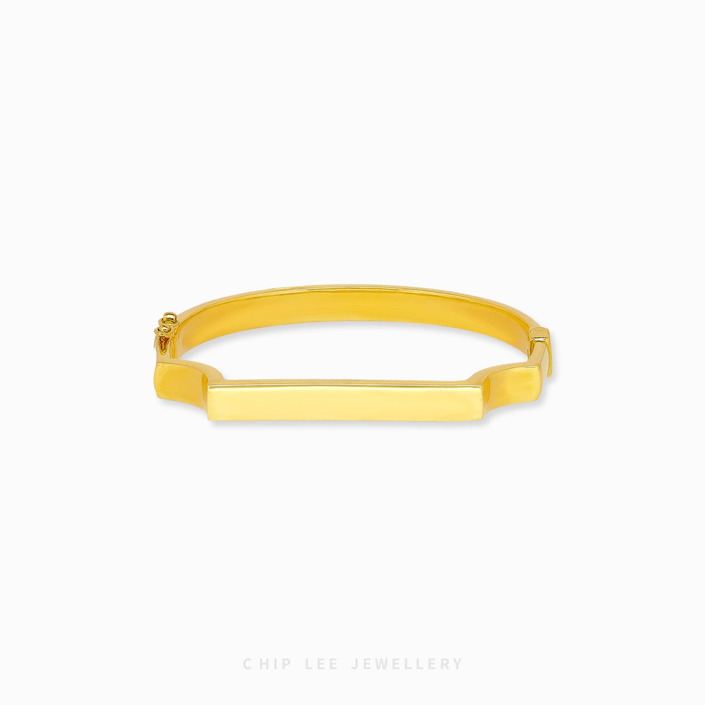 Classic Angular Bangle by Chip Lee Jewellery Singapore, 916/22K gold with sharp faceted edges, geometric bold elegance on the wrist