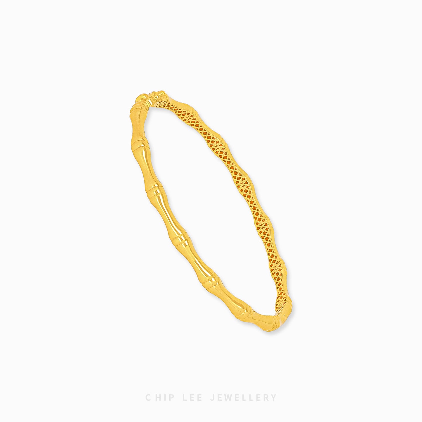 Classic Bamboo Bangle by Chip Lee Jewellery Singapore, 916/22K gold, bamboo-inspired design, symbolizes strength and resilience, timeless accessory.