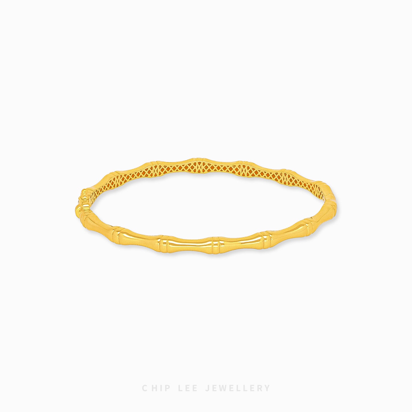 Classic Bamboo Bangle by Chip Lee Jewellery Singapore, 916/22K gold, bamboo-inspired design, symbolizes strength and resilience, timeless accessory.