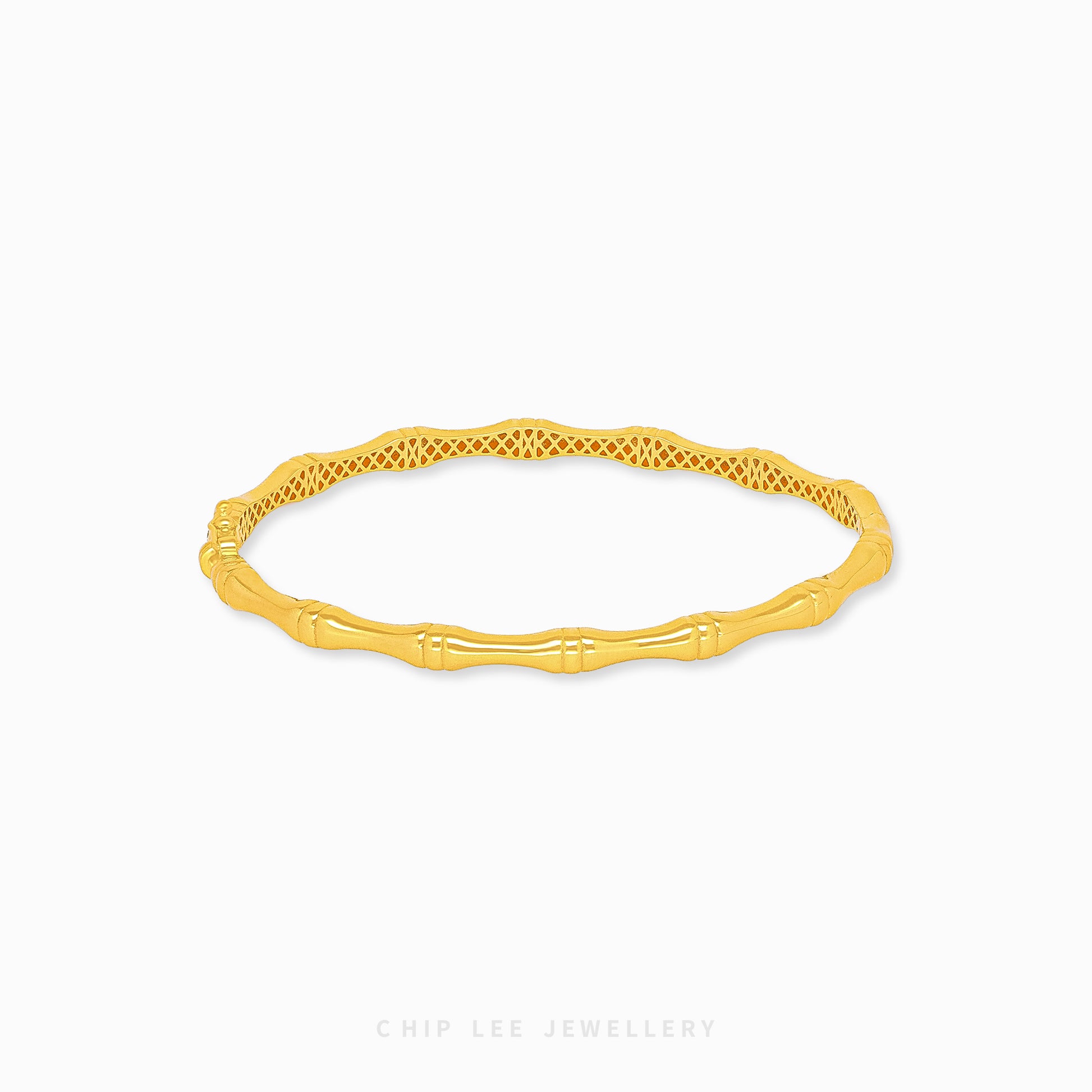 Classic Bamboo Bangle by Chip Lee Jewellery Singapore, 916/22K gold, bamboo-inspired design, symbolizes strength and resilience, timeless accessory.