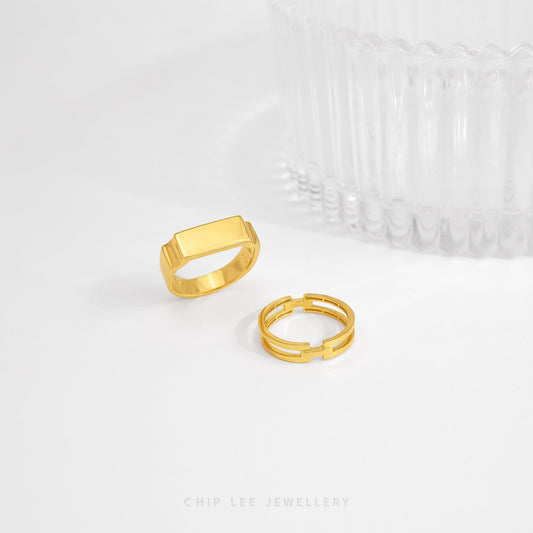 Classic Bar Ring with sleek minimalist bar-style band in 916 gold by Chip Lee Jewellery Singapore