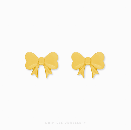 Classic Bow Stud Earrings in 999 pure gold