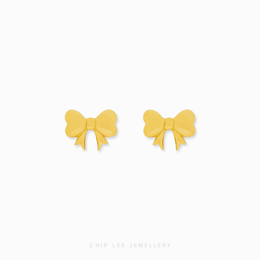 Classic Bow Stud Earrings in 999 pure gold