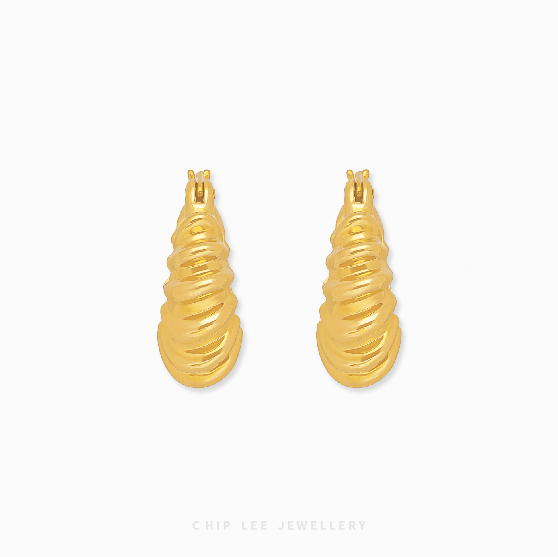 Classic Croissant Hoop Earrings in 999 pure gold