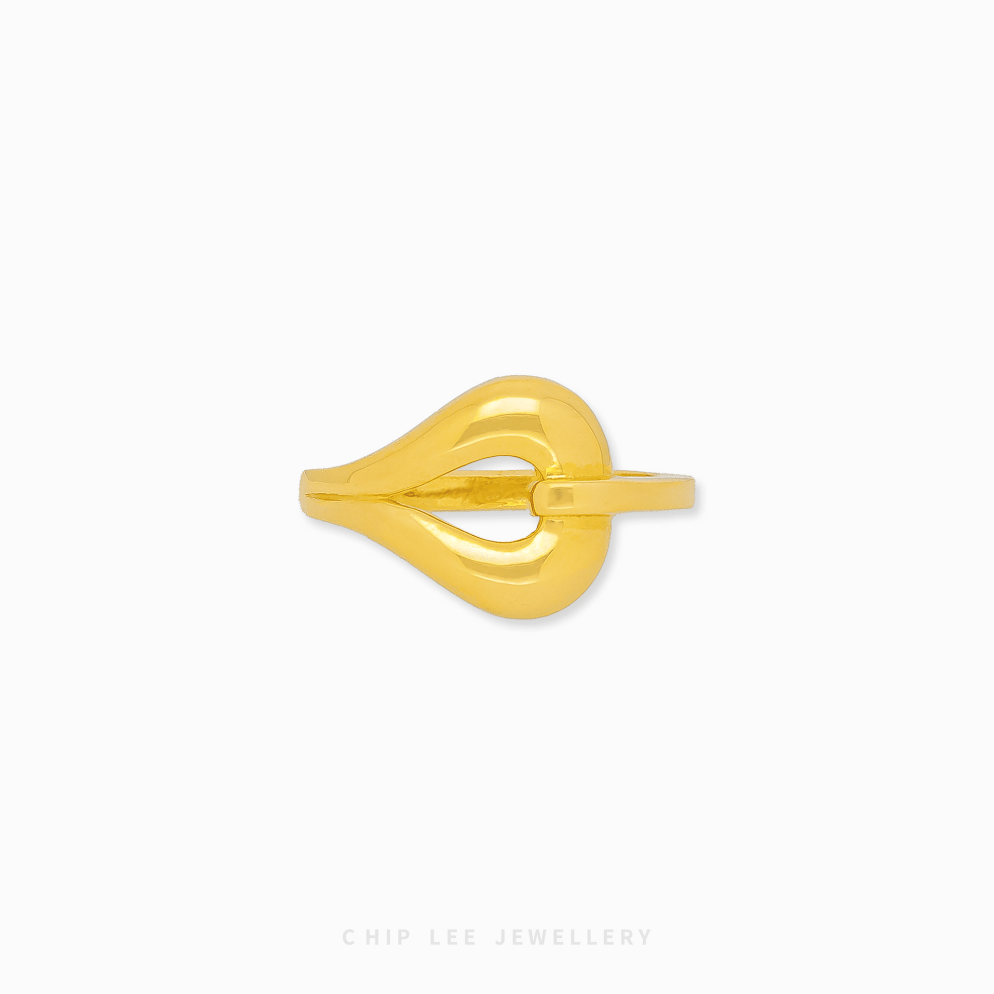 Classic Dewdrop Ring in high-polish 916 (22K) yellow gold, showing a smooth, rounded dome design for a bold, stackable look. Chip Lee  Singapore.