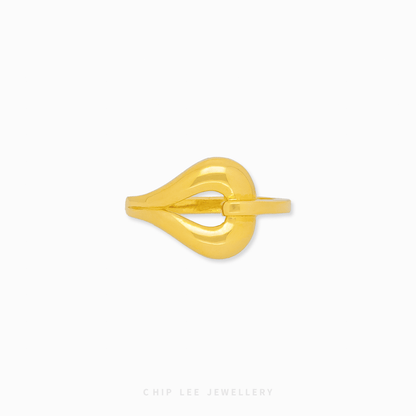 Classic Dewdrop Ring in high-polish 916 (22K) yellow gold, showing a smooth, rounded dome design for a bold, stackable look. Chip Lee  Singapore.