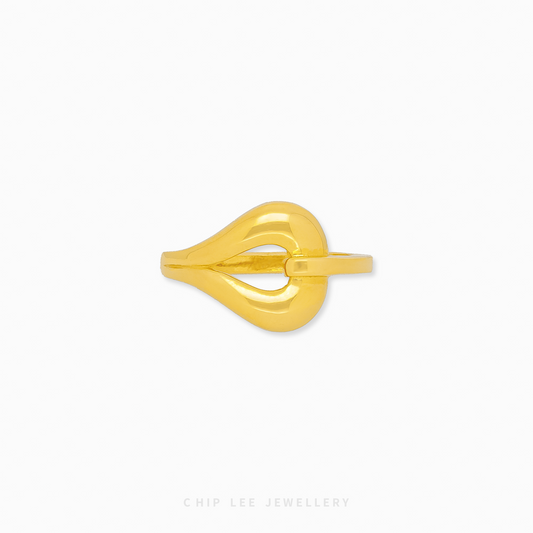 Classic Dewdrop Ring in high-polish 916 (22K) yellow gold, showing a smooth, rounded dome design for a bold, stackable look. Chip Lee  Singapore.