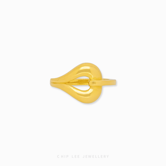 Classic Dewdrop Ring in high-polish 916 (22K) yellow gold, showing a smooth, rounded dome design for a bold, stackable look. Chip Lee  Singapore.