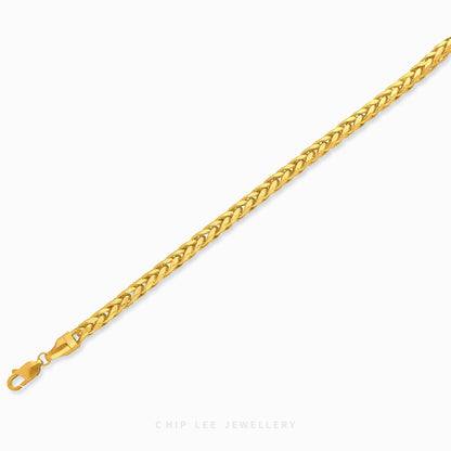 Classic Gold Wheat Chain Necklace with woven links in 916 gold by Chip Lee Jewellery Singapore