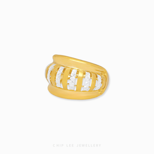 Classic Lantern Duo Tone Ring with elegant gold tones, lantern-inspired design, and timeless sophistication for women.