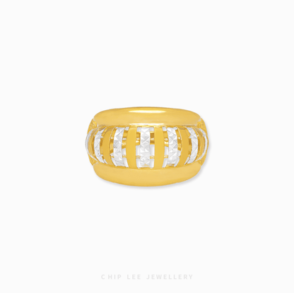 Classic Lantern Duo Tone Ring with elegant gold tones, lantern-inspired design, and timeless sophistication for women.