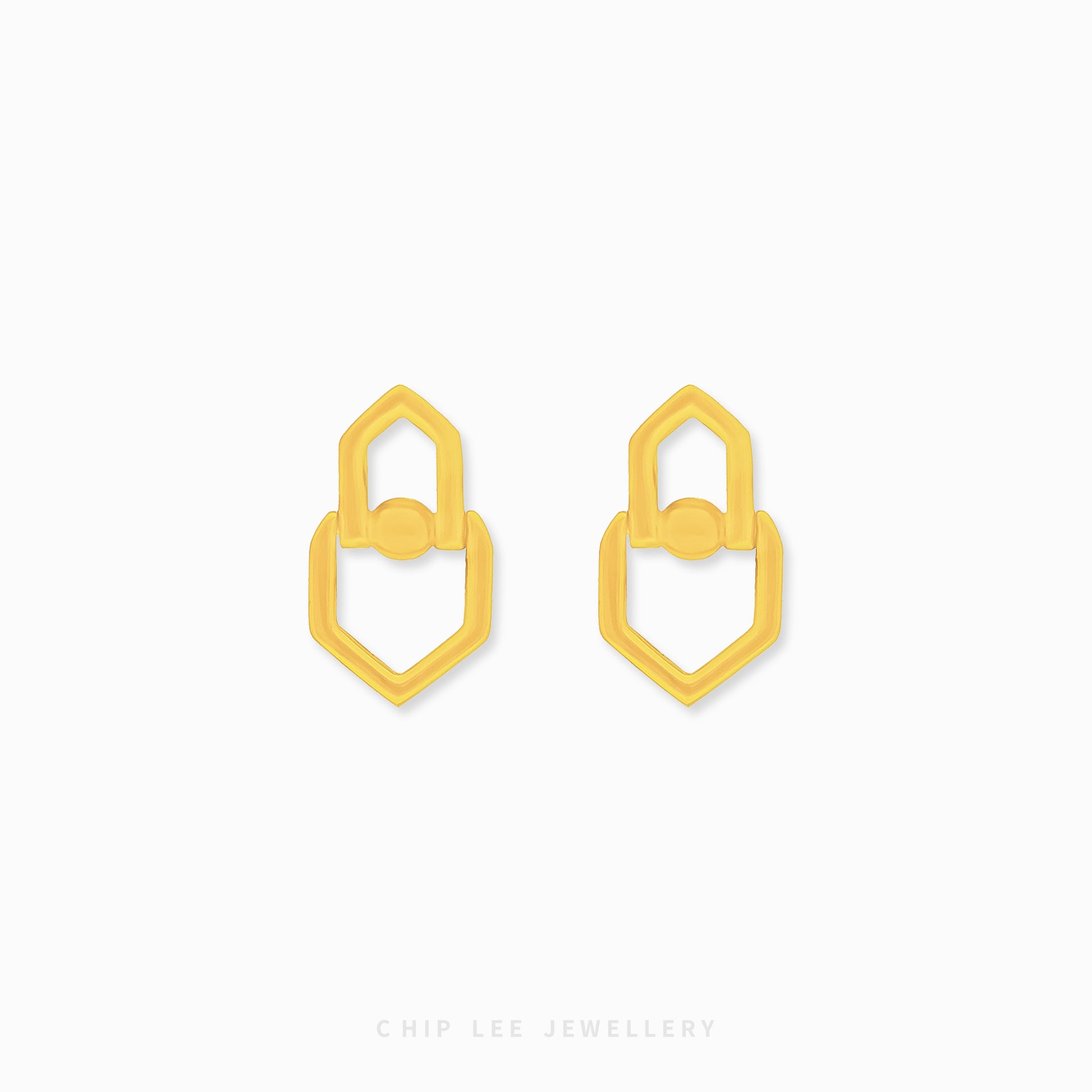 Chip Lee Jewellery Classic Stud Earring. 916 Gold (22K) simple, round button stud earrings. Certified pure gold jewelry for daily wear.