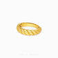 916 gold Croissant Ring with sculptural curves, hallmarked in Singapore for certified purity and authenticity.