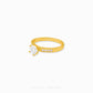 Cubic Zirconia pavé solitaire ring featuring a brilliant round-cut centre stone with sparkling shoulder-set stones on a polished gold band.