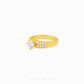 Cubic Zirconia Regal Ring featuring a brilliant round-cut centre stone with a split pavé band on a polished gold ring.