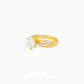 Cubic Zirconia Regal Ring featuring a brilliant round-cut centre stone with a split pavé band on a polished gold ring.