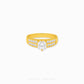 Cubic Zirconia Regal Ring featuring a brilliant round-cut centre stone with a split pavé band on a polished gold ring.
