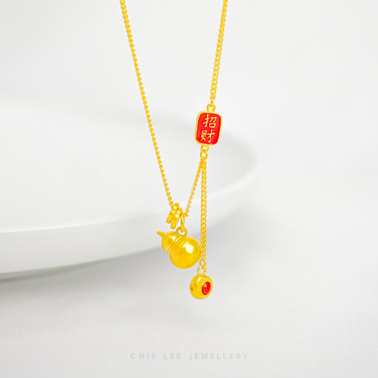 999 Pure Gold Prosperity Hu Lu (葫芦) Necklace | Gu Fa Jin (古法金) Collection