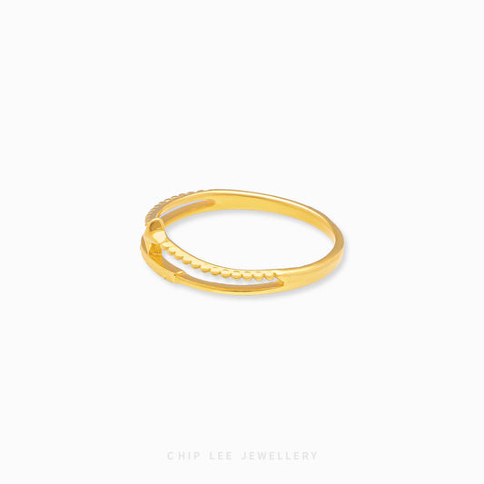 Dainty Duo Layer Ring by Chip Lee Jewellery, dual overlapping bands in 916/22K gold, layered elegance and modern style accessory