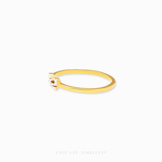 Dainty Duo Tone Ribbon Ring by Chip Lee Jewellery, dual-tone 916/22K gold ribbon motif, elegant, versatile accessory for gift or personal style