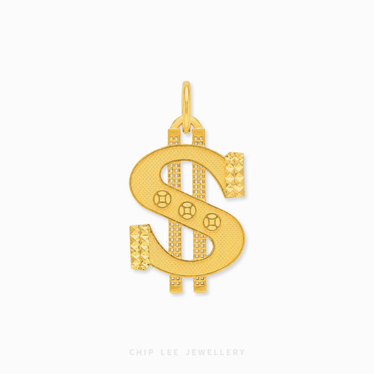 Dollar Sign Pendant necklace close-up