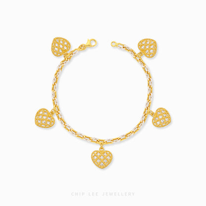 Duo Tone Heart Charms Bracelet