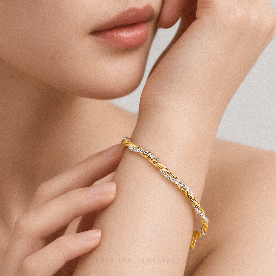 Duo Tone Beaded Twist Italia Flexi Bangle