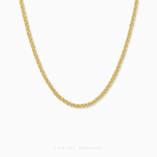 Duo Tone Bismark Chain Necklace with intricate dual-tone links, elegant women’s jewelry for everyday wear or special occasions