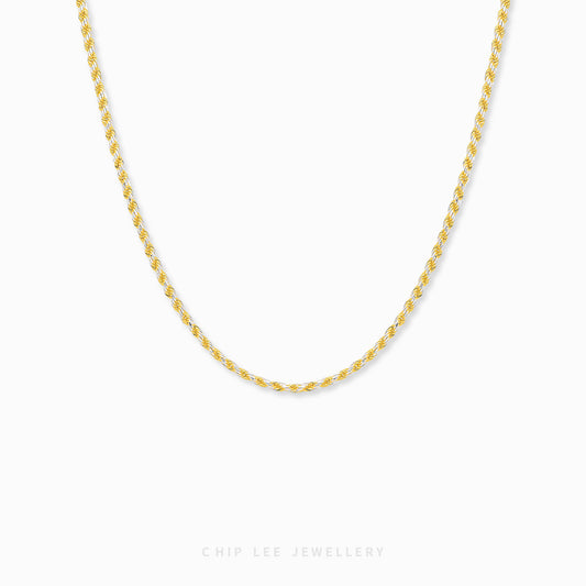 Duo Tone Chain Necklace with alternating yellow and white gold links in 916 gold by Chip Lee Jewellery Singapore