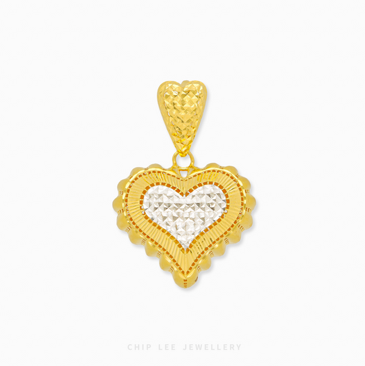 Duo Tone Chunky Heart Pendant with bold design, modern women’s jewelry, symbolic love and strength for everyday or special occasions