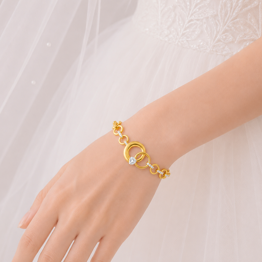 Duo Tone Circle Heart Bracelet