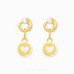 Duo Tone Circle Heart Dangling Earring with interlocking matte and high-polish gold elements in 916 gold by Chip Lee Jewellery Singapore