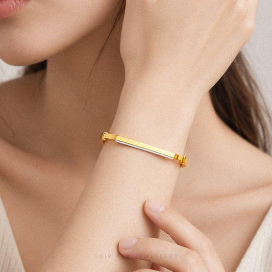 Duo Tone Classic Angular Bangle