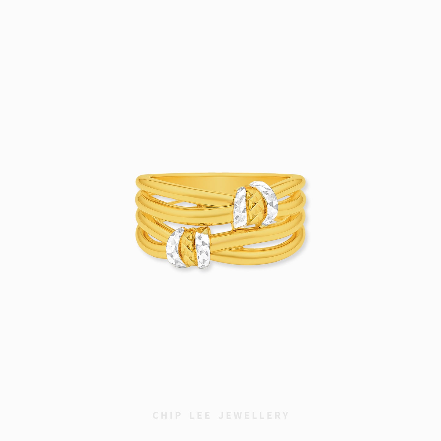 Duo Tone Eternal Intertwined Ring featuring an elegant interwoven dual-band design with refined contrast finish
