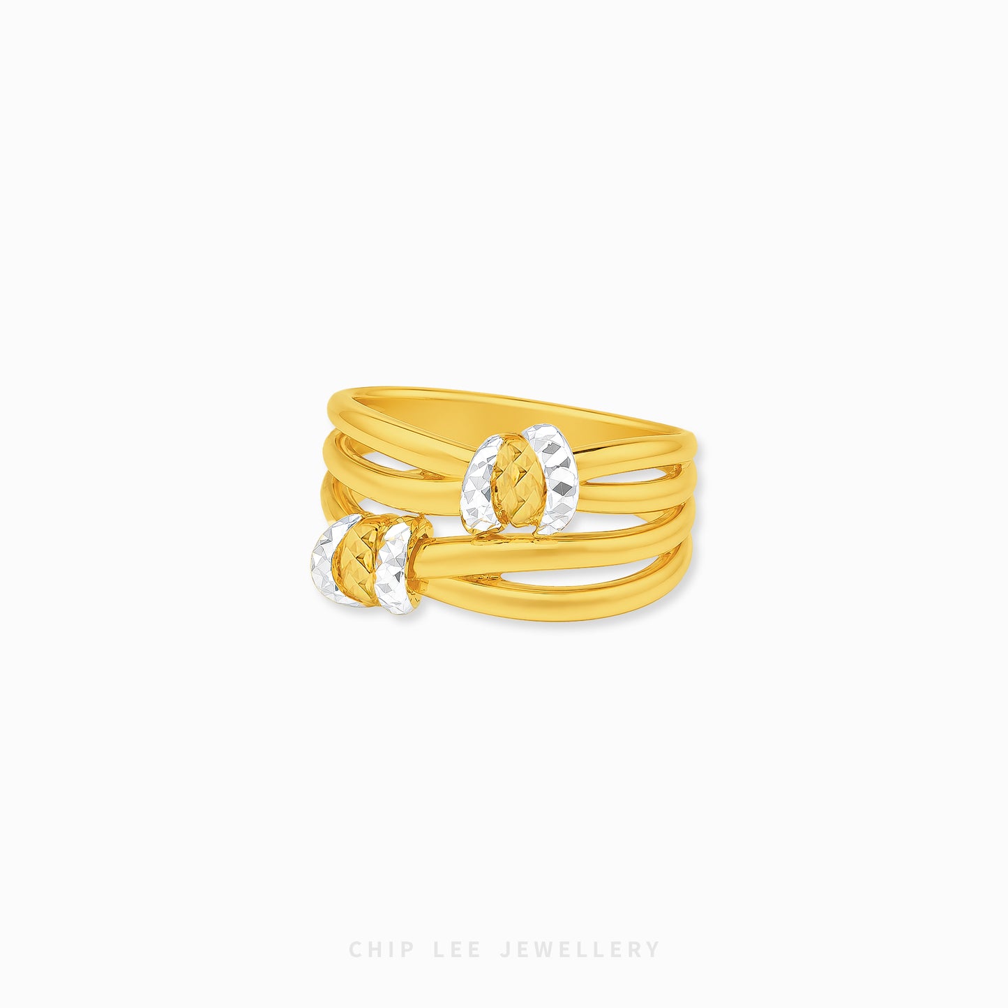Duo Tone Eternal Intertwined Ring featuring an elegant interwoven dual-band design with refined contrast finish