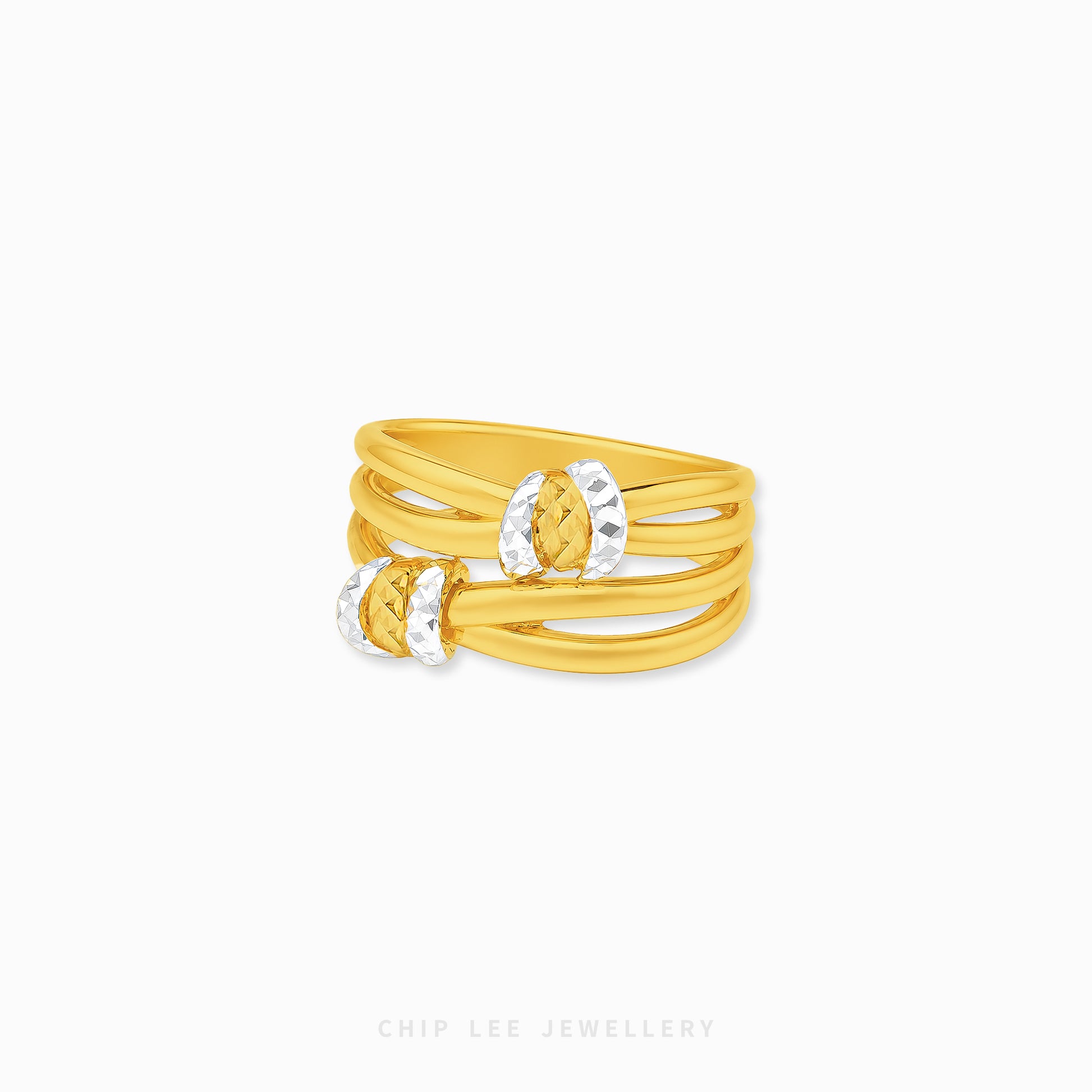 Duo Tone Eternal Intertwined Ring featuring an elegant interwoven dual-band design with refined contrast finish