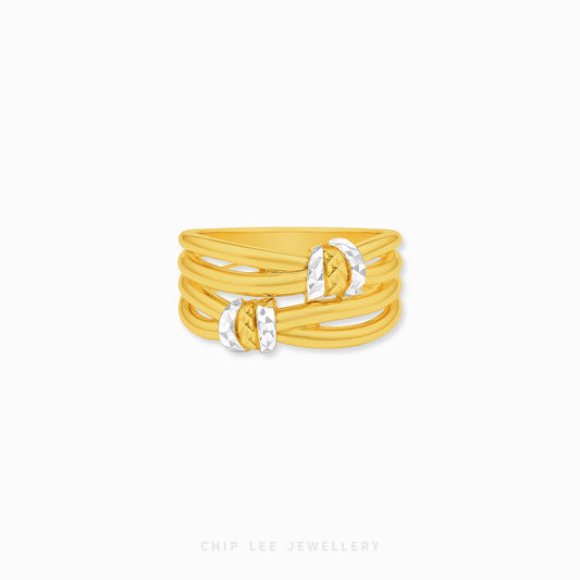 Duo Tone Eternal Intertwined Ring featuring an elegant interwoven dual-band design with refined contrast finish