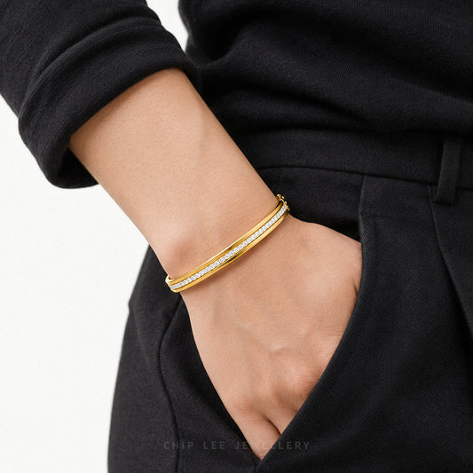 Duo Tone Facet Eternity Bangle