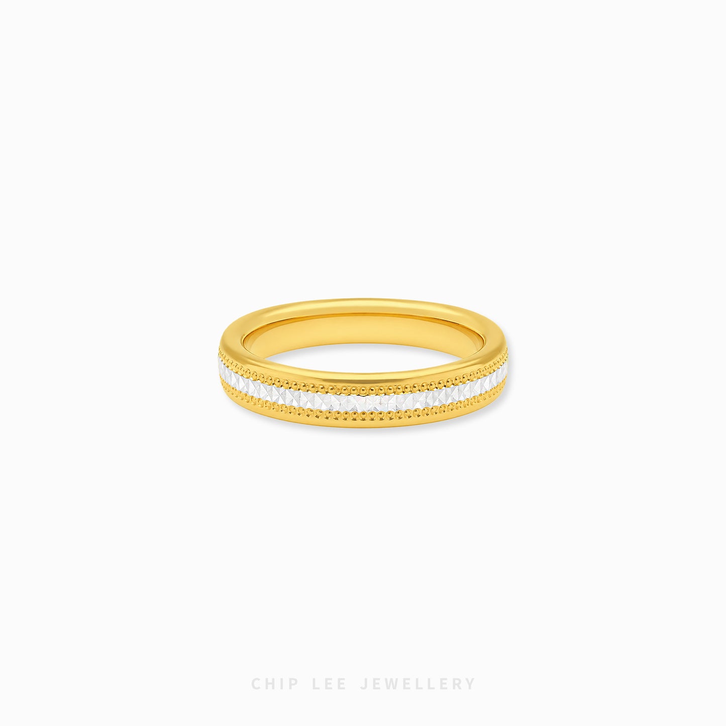 916 gold duo tone facet eternity ring in 22K gold with geometric cut continuous band design
