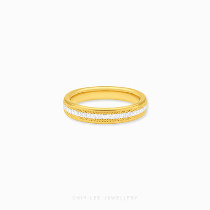 916 gold duo tone facet eternity ring in 22K gold with geometric cut continuous band design