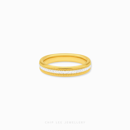 916 gold duo tone facet eternity ring in 22K gold with geometric cut continuous band design