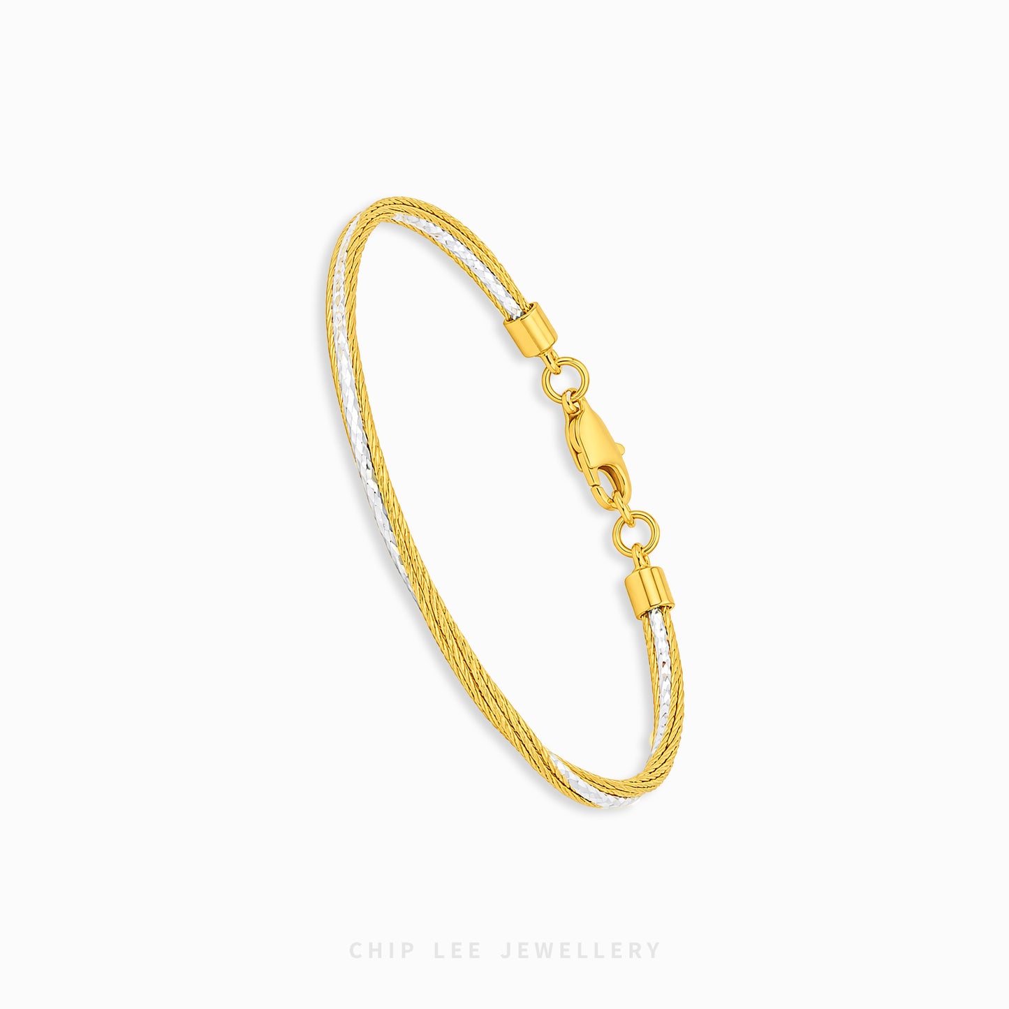 A delicate gold cable chain bracelet with a lobster clasp, displayed on a clean white background with the brand name 'CHIP LEE JEWELLERY' printed at the bottom.