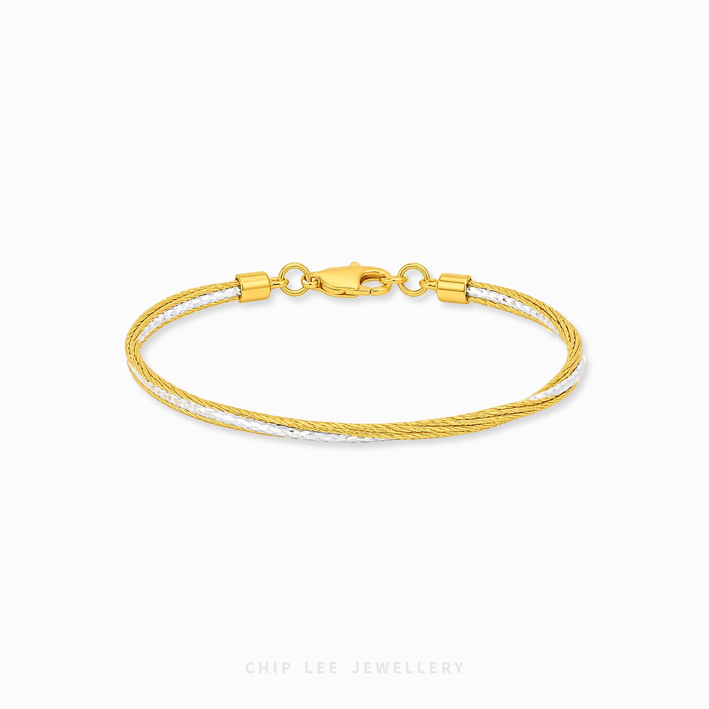 A gold-plated multi-strand rope chain bracelet with a lobster clasp, displayed on a clean white background with a faint 'CHIP LEE JEWELLERY' watermark at the bottom.