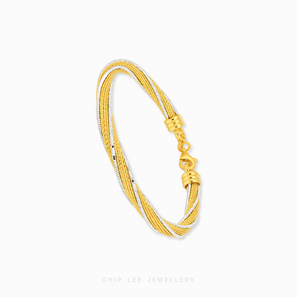 Two-Tone Flexi Italia Gold Bangle with an elegant textured design.