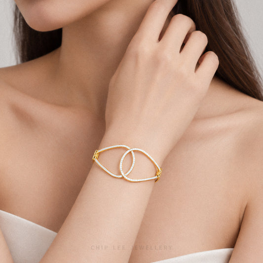 Duo Tone Gold Loop Knot Bangle