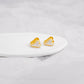 Chip Lee Jewellery Singapore Duo Tone Heart Studs. 916/22K dual-color gold earrings, elegant heart design. Certified Singapore jewelry gift.